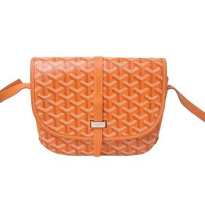 Goyard Belvedere Orange Shoulder Bag Herringbone Leather PM